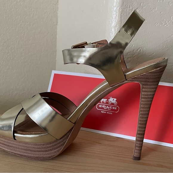 COACH Dani Metallic Platinum Mirror Heels (like new) - Picture 11 of 16
